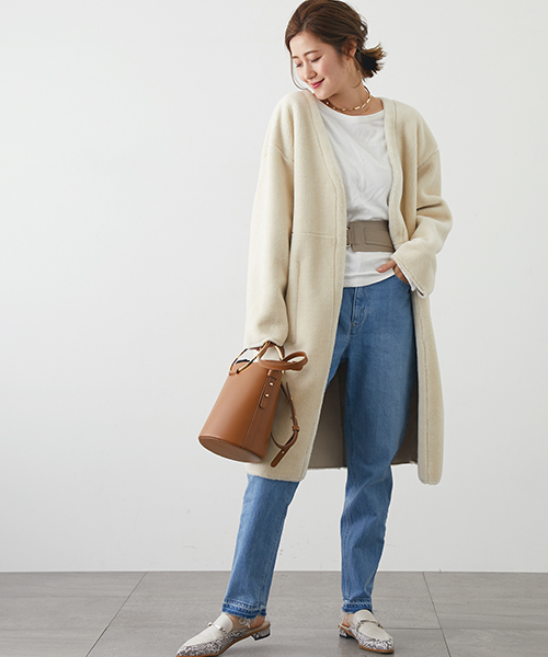 STUDIOUS（ステュディオス）の「リバーシブルムートンコート（ムートンコート・レディース・アイボリー/カーキ・1/0）」の3枚目の写真