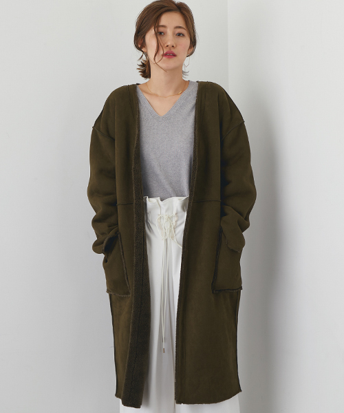 STUDIOUS（ステュディオス）の「リバーシブルムートンコート（ムートンコート・レディース・アイボリー/カーキ・1/0）」の7枚目の写真