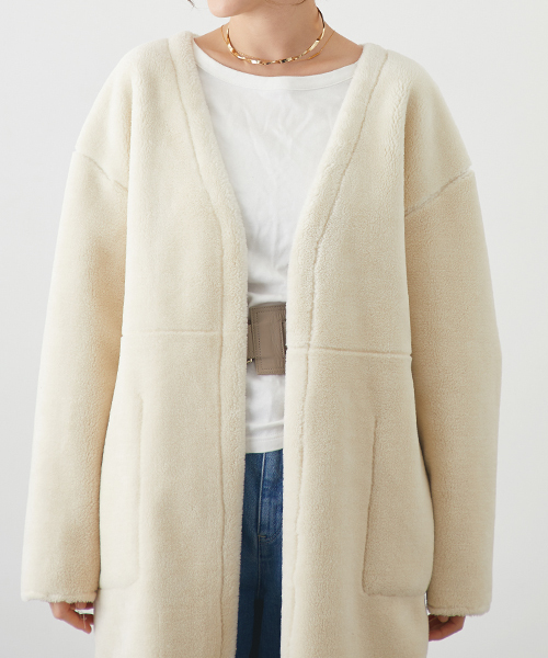 STUDIOUS（ステュディオス）の「リバーシブルムートンコート（ムートンコート・レディース・アイボリー/カーキ・1/0）」の14枚目の写真