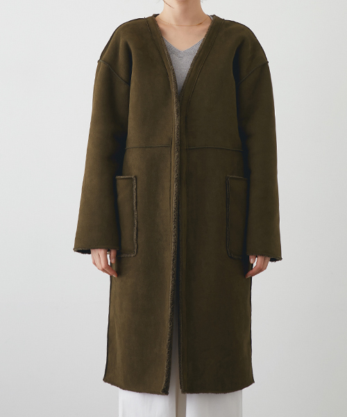 STUDIOUS（ステュディオス）の「リバーシブルムートンコート（ムートンコート・レディース・アイボリー/カーキ・1/0）」の19枚目の写真