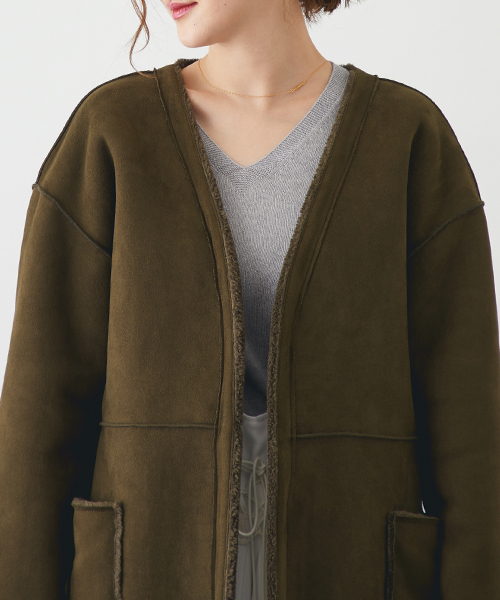 STUDIOUS（ステュディオス）の「リバーシブルムートンコート（ムートンコート・レディース・アイボリー/カーキ・1/0）」の21枚目の写真