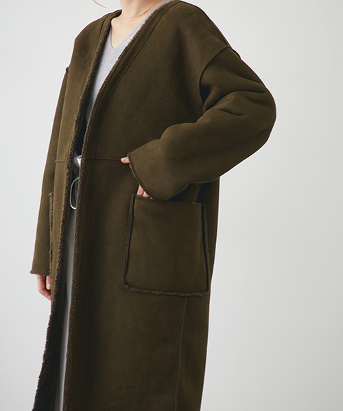 STUDIOUS（ステュディオス）の「リバーシブルムートンコート（ムートンコート・レディース・アイボリー/カーキ・1/0）」の22枚目の写真