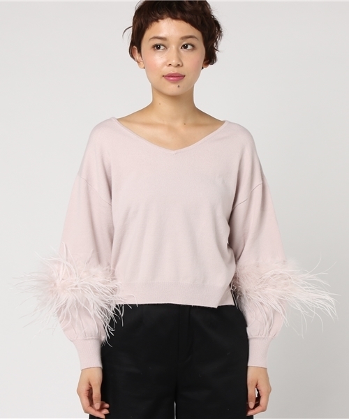 WILLSELECTION（ウィルセレクション）の「【雑誌掲載】フェザースリーブニットプルオーバー（ニット/セーター・レディース・ピンク/アイボリー・MEDIUM）」の4枚目の写真