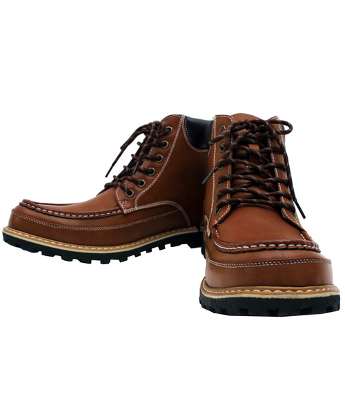 ８(eight)（エイト）の「マウンテンブーツ PUレザー 防水 ワークブーツ（スニーカー・メンズ・ブラック/ブラウン/イエロー・25.0cm/25.5cm/26.5cm/26.0cm/27.0cm/28.0cm）」の2枚目の写真