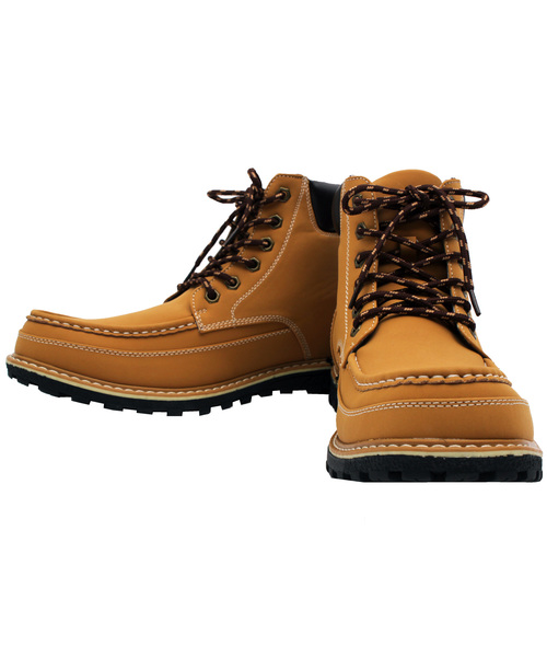 ８(eight)（エイト）の「マウンテンブーツ PUレザー 防水 ワークブーツ（スニーカー・メンズ・ブラック/ブラウン/イエロー・25.0cm/25.5cm/26.5cm/26.0cm/27.0cm/28.0cm）」の3枚目の写真