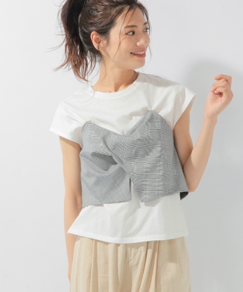 laboratory work(ラボラトリーワーク)の「ビスチェドッキングTシャツ(Tシャツ/カットソー・レディース・ホワイト/ブラック・MEDIUM)」の2枚目の写真