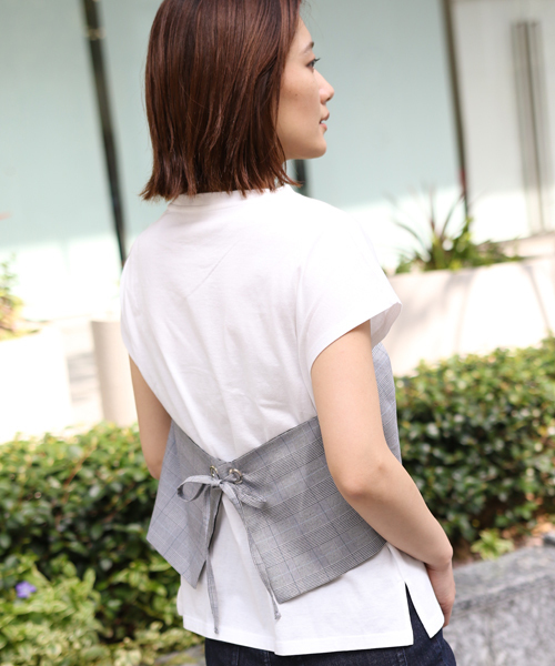 laboratory work(ラボラトリーワーク)の「ビスチェドッキングTシャツ(Tシャツ/カットソー・レディース・ホワイト/ブラック・MEDIUM)」の6枚目の写真