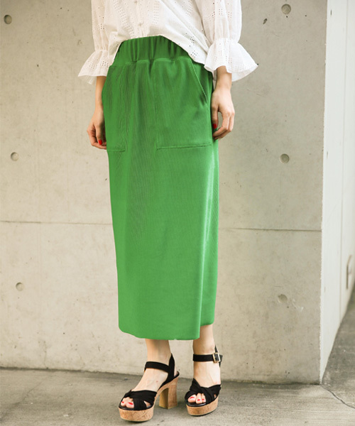 LOWRYS FARM（ローリーズファーム）の「カットリブタイトロングスカート 795030（スカート・レディース・グリーン/ブルー/ブラック/グレー/アイボリー・MEDIUM/LARGE）」の5枚目の写真