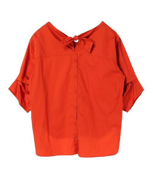 YECCA VECCA（イェッカヴェッカ）の「Ｐ．バックリボンブラウス（シャツ/ブラウス・レディース・ホワイト/ネイビー/オレンジ/キャメル・FREE）」の14枚目の写真