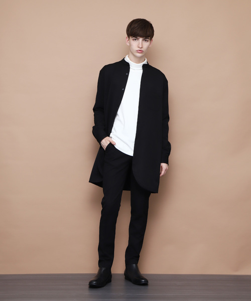 EMMA CLOTHES（エマクローズ）の「TR裾フロントカットロング丈バンドカラーシャツ（シャツ/ブラウス・メンズ・ブラック/グレー/オフホワイト・FREE）」の14枚目の写真