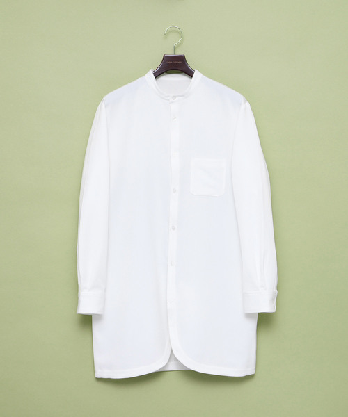 EMMA CLOTHES（エマクローズ）の「TR裾フロントカットロング丈バンドカラーシャツ（シャツ/ブラウス・メンズ・ブラック/グレー/オフホワイト・FREE）」の20枚目の写真