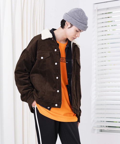 WEGO（ウィゴー）の「WEGO/ボアコーデュロイビッグシルエットGジャン（ブルゾン・メンズ・ブラック/ブラウン・MEDIUM/LARGE）」の5枚目の写真