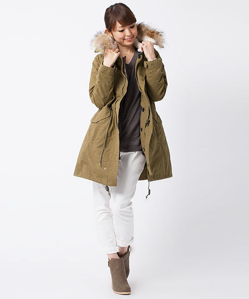 NANO universe（ナノユニバース）の「●ライナー着脱3wayモッズコート（モッズコート・レディース・オリーブ/ダークブルー・38/36）」の19枚目の写真