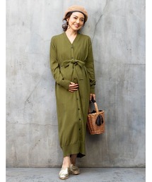 SweetMommy（スウィートマミー）の「3WAY前開きニットロングワンピ―ス（マタニティウェア/グッズ・キッズ）」