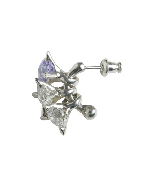 ◇e.m.LAB◇ジルコニア3粒フープピアス(カラー)(ピアス(片耳用
