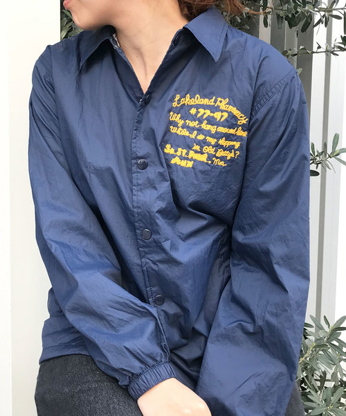 GREEN BOWL（グリーンボウル）の「GREEN BOWL Nylon Coach Jacket(A.W. Embroidery)/グリーンボウル 刺繍 ナイロン コーチ ジャケット（ブルゾン・メンズ・チャコールグレー/ブラック/ネイビー/レッド/ブルー/グリーン/ボルドー・M/L）」の6枚目の写真