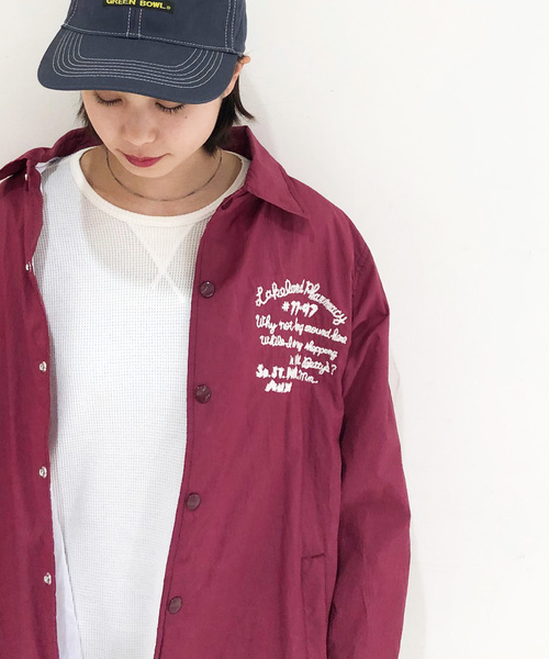 GREEN BOWL（グリーンボウル）の「GREEN BOWL Nylon Coach Jacket(A.W. Embroidery)/グリーンボウル 刺繍 ナイロン コーチ ジャケット（ブルゾン・メンズ・チャコールグレー/ブラック/ネイビー/レッド/ブルー/グリーン/ボルドー・M/L）」の7枚目の写真