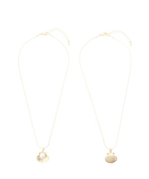 AMERICAN HOLIC（アメリカンホリック）の「withフレンドペアシェルネックレス（ネックレス・レディース・ゴールド・FREE）」の2枚目の写真