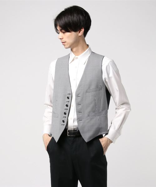 THE SUIT COMPANY(ザ・スーツカンパニー)の「<FORMAL>ヘリンボーン×ハウンドトゥース リバーシブルジレ(ベスト・メンズ・ネイビー・S/M/LL/L/SS)」の2枚目の写真