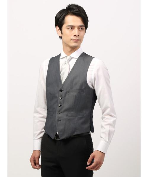 THE SUIT COMPANY(ザ・スーツカンパニー)の「<FORMAL>ヘリンボーン×ハウンドトゥース リバーシブルジレ(ベスト・メンズ・ネイビー・S/M/LL/L/SS)」の1枚目の写真