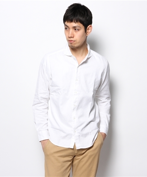 MEN'S BIGI(メンズビギ)の「カッタウェイシャツ(ホリゾンタルカラーシャツ)(シャツ/ブラウス・メンズ・ホワイト/ブルー系その他・SMALL/MEDIUM/LARGE/LL)」の1枚目の写真