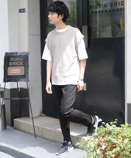 coen（コーエン）の「鹿の子ビッグシルエットニットベスト（ベスト・メンズ・ベージュ/ブラック・LARGE/MEDIUM/SMALL）」の11枚目の写真