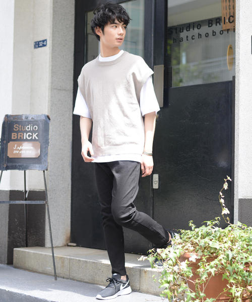 coen（コーエン）の「鹿の子ビッグシルエットニットベスト（ベスト・メンズ・ベージュ/ブラック・LARGE/MEDIUM/SMALL）」の12枚目の写真