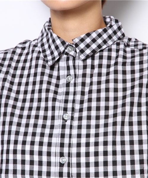 Denime（ドゥニーム）の「ギンガムフレアブラウス（シャツ/ブラウス・レディース・ブラック/ブルー/サックスブルー/ネイビー・FREE）」の10枚目の写真