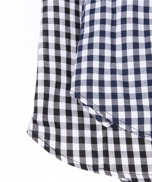 Denime（ドゥニーム）の「ギンガムフレアブラウス（シャツ/ブラウス・レディース・ブラック/ブルー/サックスブルー/ネイビー・FREE）」の6枚目の写真