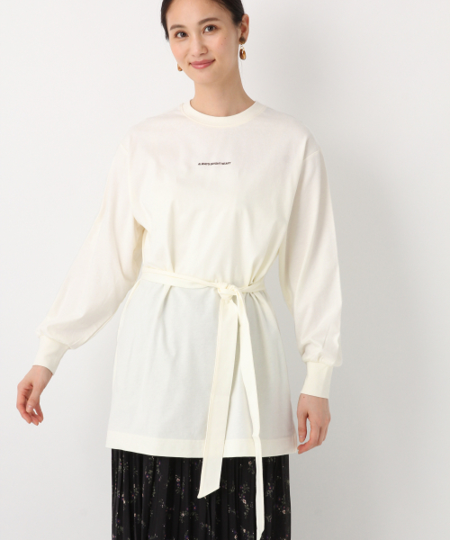 GLOBAL WORK(グローバルワーク)の「プリントチュニックロンT/長袖/854922(Tシャツ/カットソー・レディース・ホワイト/ブラック/ブラウン/ブラウン系その他7・FREE)」の2枚目の写真