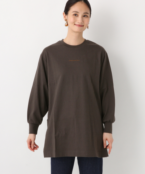 GLOBAL WORK(グローバルワーク)の「プリントチュニックロンT/長袖/854922(Tシャツ/カットソー・レディース・ホワイト/ブラック/ブラウン/ブラウン系その他7・FREE)」の9枚目の写真