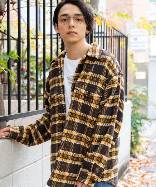 WEGO（ウィゴー）の「WEGO/ビッグシルエットチェックCPOシャツジャケット（シャツ/ブラウス・メンズ・ワイン/ブラウン/ネイビー・LARGE/MEDIUM）」の2枚目の写真