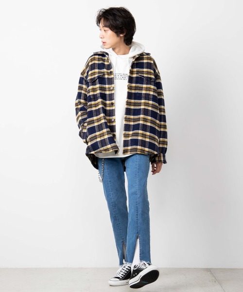 WEGO（ウィゴー）の「WEGO/ビッグシルエットチェックCPOシャツジャケット（シャツ/ブラウス・メンズ・ワイン/ブラウン/ネイビー・LARGE/MEDIUM）」の17枚目の写真