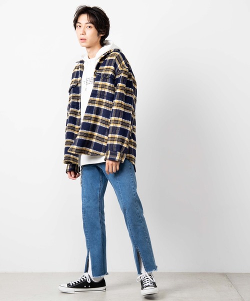 WEGO（ウィゴー）の「WEGO/ビッグシルエットチェックCPOシャツジャケット（シャツ/ブラウス・メンズ・ワイン/ブラウン/ネイビー・LARGE/MEDIUM）」の12枚目の写真