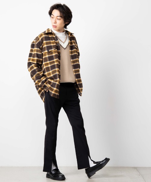 WEGO（ウィゴー）の「WEGO/ビッグシルエットチェックCPOシャツジャケット（シャツ/ブラウス・メンズ・ワイン/ブラウン/ネイビー・LARGE/MEDIUM）」の14枚目の写真