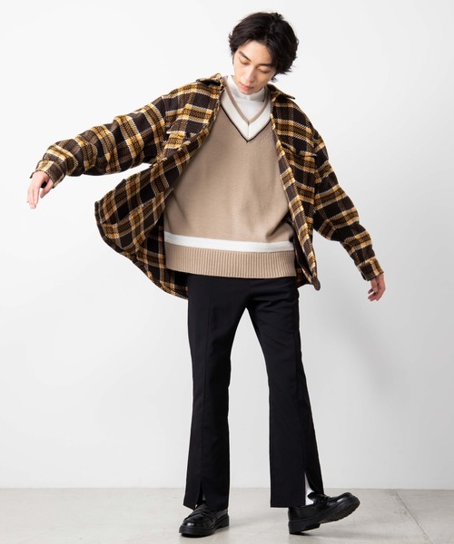 WEGO（ウィゴー）の「WEGO/ビッグシルエットチェックCPOシャツジャケット（シャツ/ブラウス・メンズ・ワイン/ブラウン/ネイビー・LARGE/MEDIUM）」の15枚目の写真