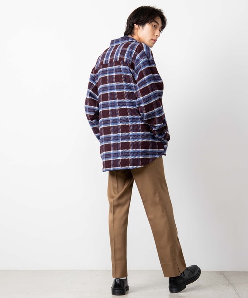 WEGO（ウィゴー）の「WEGO/ビッグシルエットチェックCPOシャツジャケット（シャツ/ブラウス・メンズ・ワイン/ブラウン/ネイビー・LARGE/MEDIUM）」の4枚目の写真