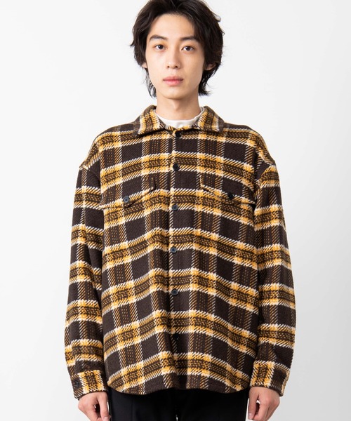 WEGO（ウィゴー）の「WEGO/ビッグシルエットチェックCPOシャツジャケット（シャツ/ブラウス・メンズ・ワイン/ブラウン/ネイビー・LARGE/MEDIUM）」の13枚目の写真