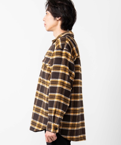 WEGO（ウィゴー）の「WEGO/ビッグシルエットチェックCPOシャツジャケット（シャツ/ブラウス・メンズ・ワイン/ブラウン/ネイビー・LARGE/MEDIUM）」の9枚目の写真