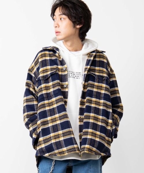 WEGO（ウィゴー）の「WEGO/ビッグシルエットチェックCPOシャツジャケット（シャツ/ブラウス・メンズ・ワイン/ブラウン/ネイビー・LARGE/MEDIUM）」の19枚目の写真