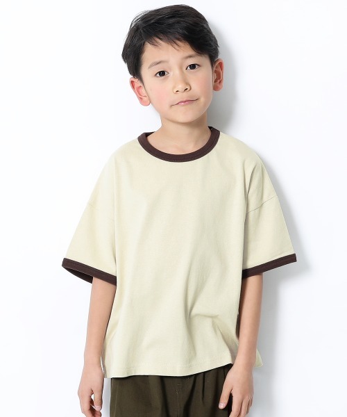 devirock（デビロック）の「BIGシルエットリンガーTシャツ（Tシャツ/カットソー・キッズ・ホワイト/ブラック/ベージュ/モカ/杢グレー・110cm/100cm/120cm/130cm/140cm/150cm/160cm）」の5枚目の写真
