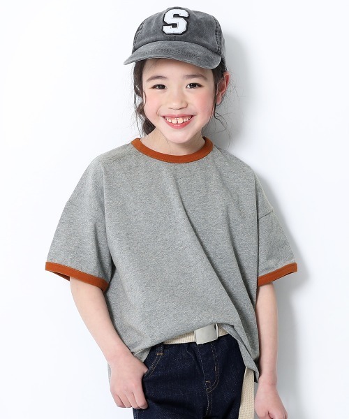devirock（デビロック）の「BIGシルエットリンガーTシャツ（Tシャツ/カットソー・キッズ・ホワイト/ブラック/ベージュ/モカ/杢グレー・110cm/100cm/120cm/130cm/140cm/150cm/160cm）」の3枚目の写真