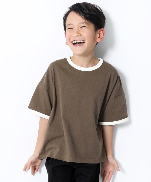 devirock（デビロック）の「BIGシルエットリンガーTシャツ（Tシャツ/カットソー・キッズ・ホワイト/ブラック/ベージュ/モカ/杢グレー・110cm/100cm/120cm/130cm/140cm/150cm/160cm）」の4枚目の写真