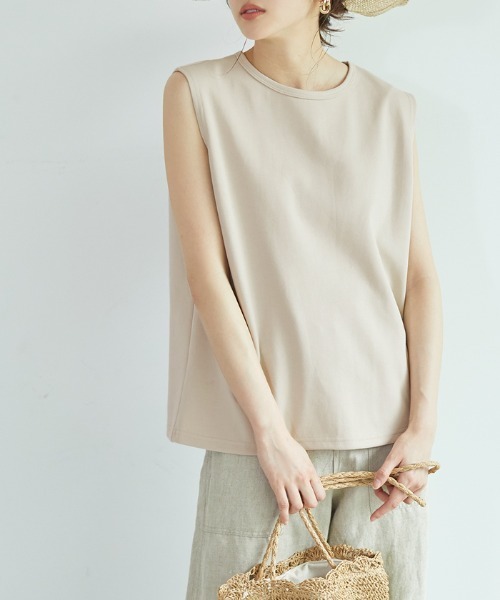 coca（coca）（コカ）の「クルーネックノースリーブトップス（タンクトップ・レディース・ピンク/ライトベージュ/ブラック/ネイビー・ONE SIZE）」の3枚目の写真