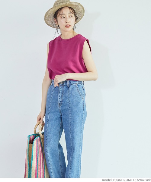 coca（coca）（コカ）の「クルーネックノースリーブトップス（タンクトップ・レディース・ピンク/ライトベージュ/ブラック/ネイビー・ONE SIZE）」の7枚目の写真