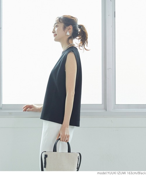 coca（coca）（コカ）の「クルーネックノースリーブトップス（タンクトップ・レディース・ピンク/ライトベージュ/ブラック/ネイビー・ONE SIZE）」の11枚目の写真