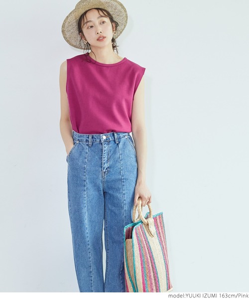 coca（coca）（コカ）の「クルーネックノースリーブトップス（タンクトップ・レディース・ピンク/ライトベージュ/ブラック/ネイビー・ONE SIZE）」の8枚目の写真