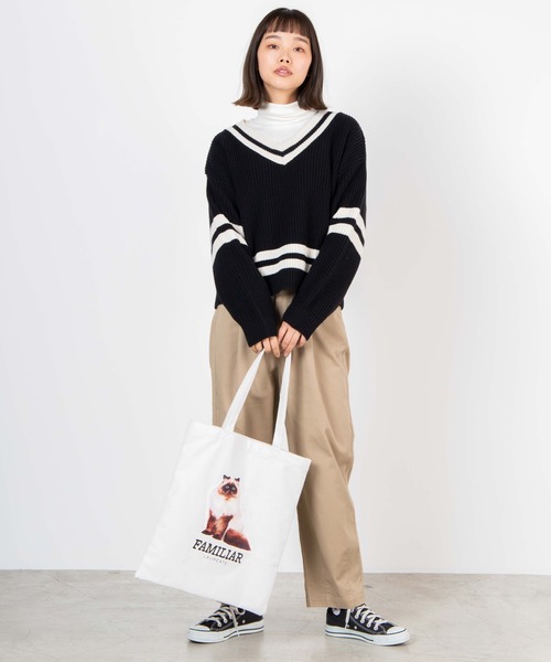 WEGO（ウィゴー）の「WEGO/チノワイドテーパードパンツ（チノパンツ・レディース・ホワイト/ベージュ・FREE）」の4枚目の写真