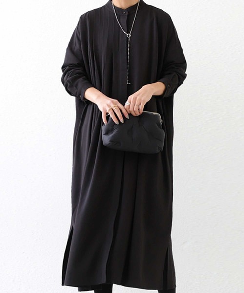 antiqua（アンティカ）の「プリーツシャツワンピ（シャツワンピース・レディース・ブラウン系その他/ブルー系その他/モカ/オフホワイト/ブラック・FREE）」の3枚目の写真