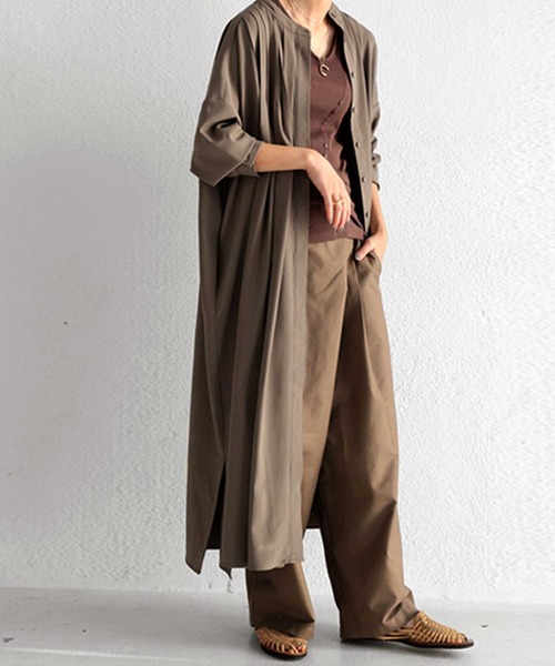 antiqua（アンティカ）の「プリーツシャツワンピ（シャツワンピース・レディース・ブラウン系その他/ブルー系その他/モカ/オフホワイト/ブラック・FREE）」の20枚目の写真